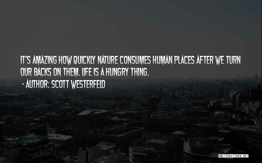 Scott Westerfeld Quotes: It's Amazing How Quickly Nature Consumes Human Places After We Turn Our Backs On Them. Life Is A Hungry Thing.