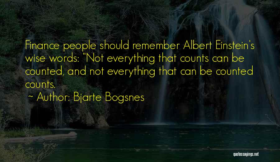 Bjarte Bogsnes Quotes: Finance People Should Remember Albert Einstein's Wise Words: Not Everything That Counts Can Be Counted, And Not Everything That Can