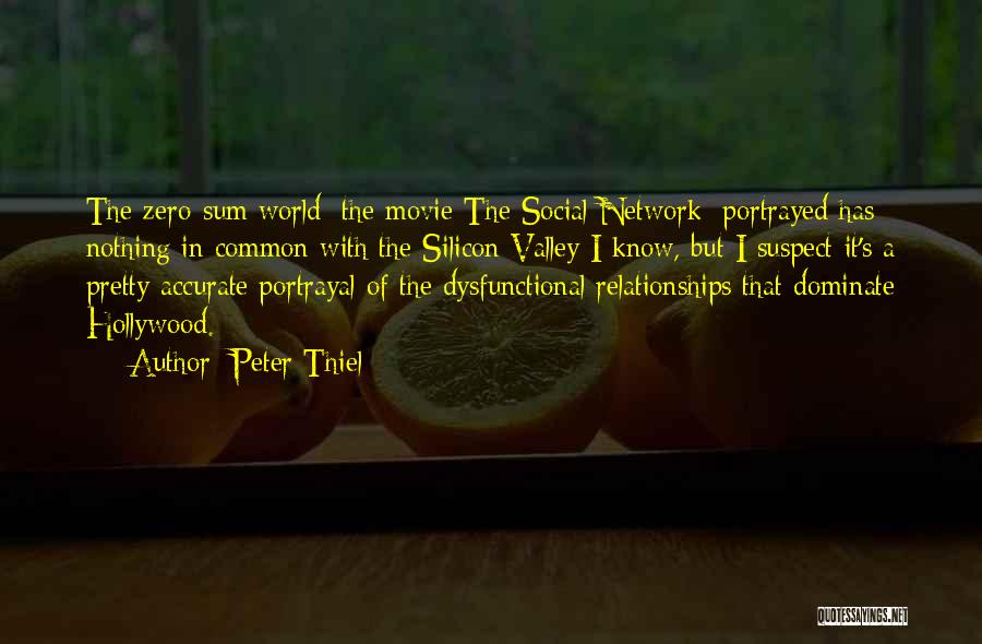 Peter Thiel Quotes: The Zero-sum World [the Movie The Social Network] Portrayed Has Nothing In Common With The Silicon Valley I Know, But