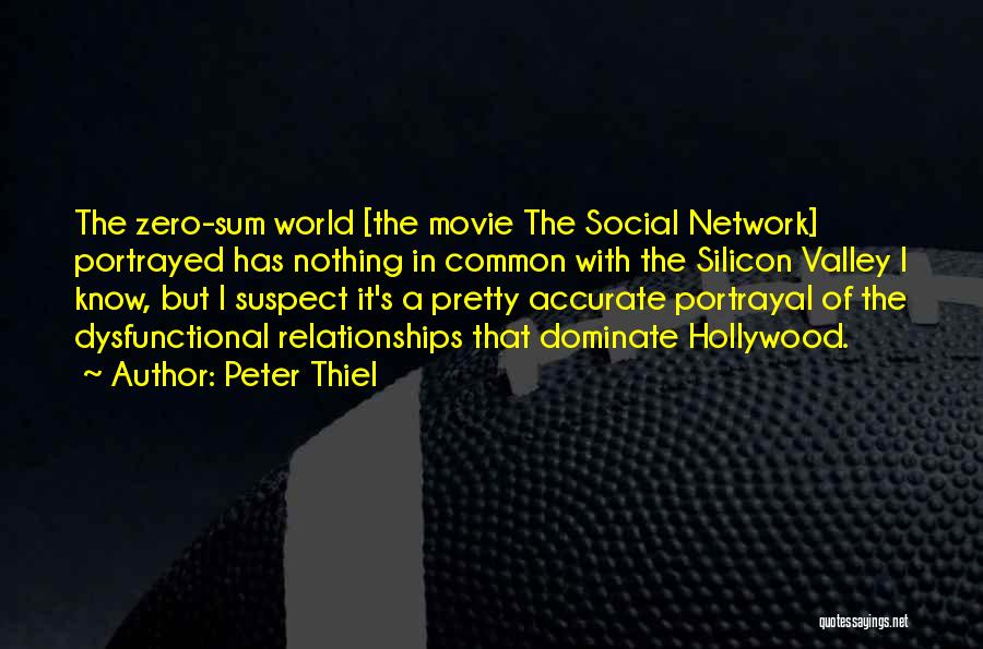 Peter Thiel Quotes: The Zero-sum World [the Movie The Social Network] Portrayed Has Nothing In Common With The Silicon Valley I Know, But