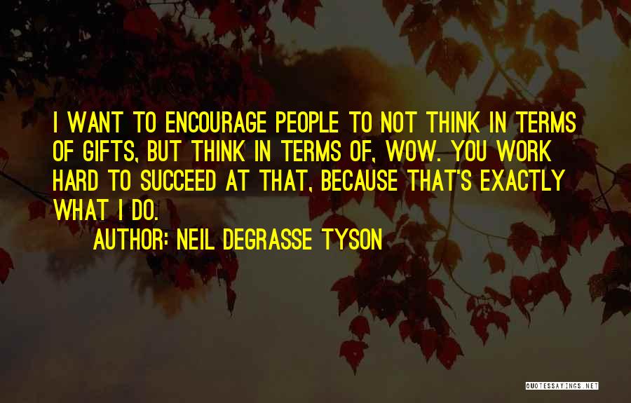 Neil DeGrasse Tyson Quotes: I Want To Encourage People To Not Think In Terms Of Gifts, But Think In Terms Of, Wow. You Work