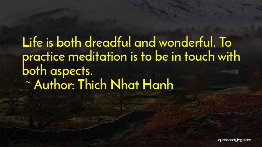 Thich Nhat Hanh Quotes: Life Is Both Dreadful And Wonderful. To Practice Meditation Is To Be In Touch With Both Aspects.
