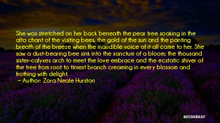 Zora Neale Hurston Quotes: She Was Stretched On Her Back Beneath The Pear Tree Soaking In The Alto Chant Of The Visiting Bees, The