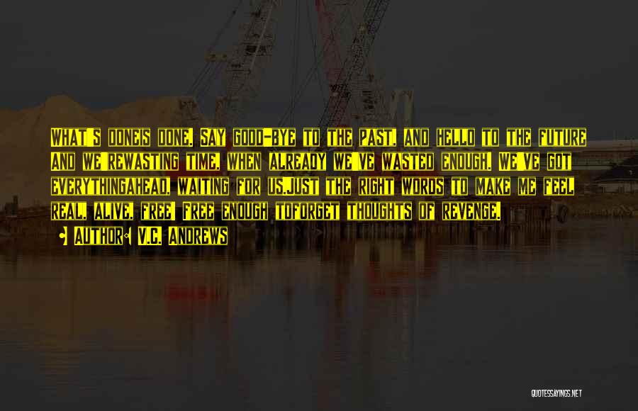 V.C. Andrews Quotes: What's Doneis Done. Say Good-bye To The Past, And Hello To The Future And We'rewasting Time, When Already We've Wasted