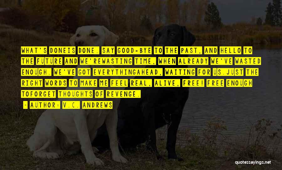 V.C. Andrews Quotes: What's Doneis Done. Say Good-bye To The Past, And Hello To The Future And We'rewasting Time, When Already We've Wasted