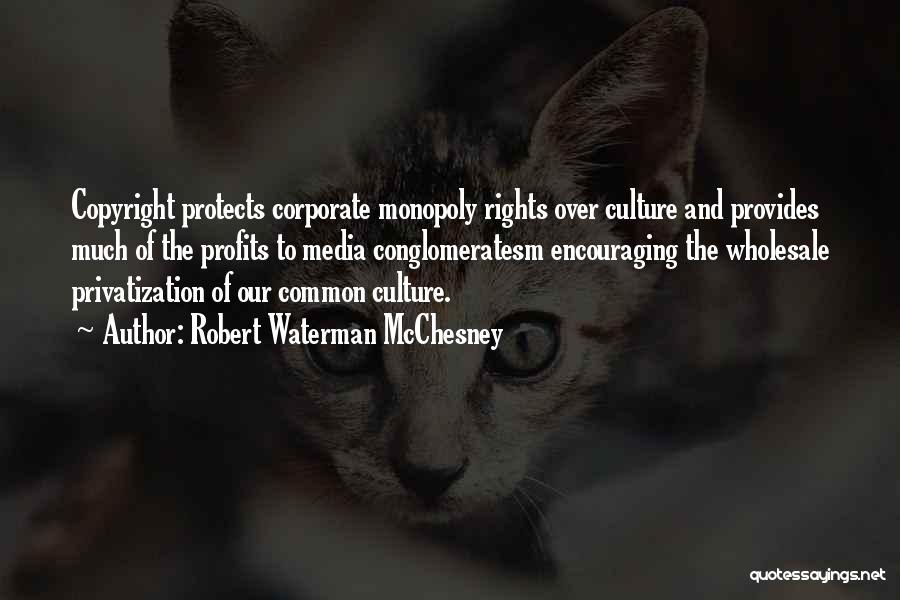 Robert Waterman McChesney Quotes: Copyright Protects Corporate Monopoly Rights Over Culture And Provides Much Of The Profits To Media Conglomeratesm Encouraging The Wholesale Privatization