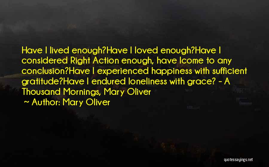 Mary Oliver Quotes: Have I Lived Enough?have I Loved Enough?have I Considered Right Action Enough, Have Icome To Any Conclusion?have I Experienced Happiness