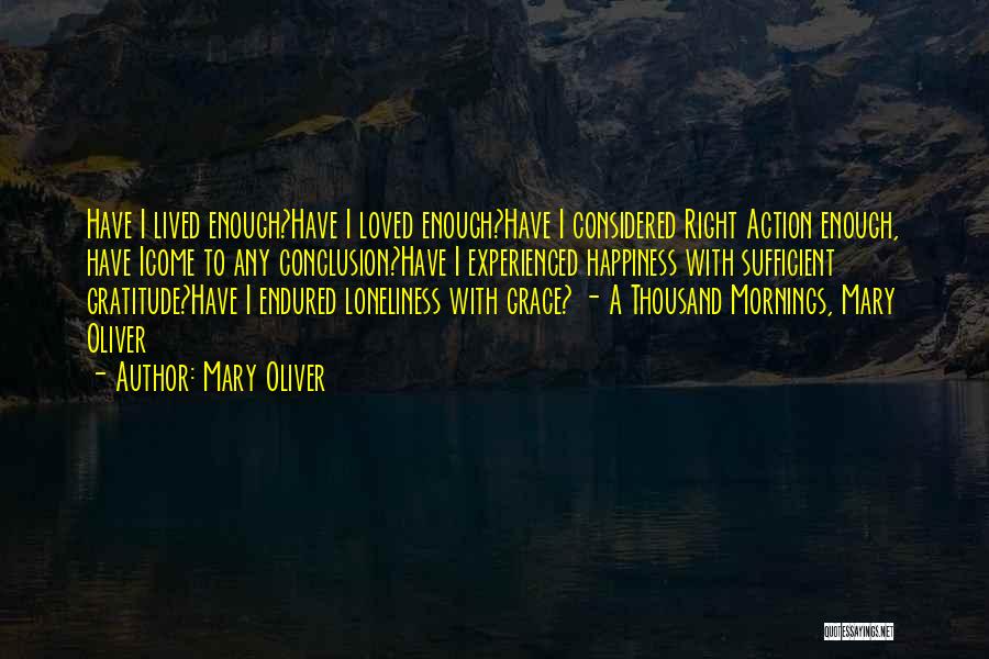 Mary Oliver Quotes: Have I Lived Enough?have I Loved Enough?have I Considered Right Action Enough, Have Icome To Any Conclusion?have I Experienced Happiness