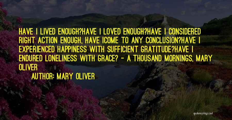 Mary Oliver Quotes: Have I Lived Enough?have I Loved Enough?have I Considered Right Action Enough, Have Icome To Any Conclusion?have I Experienced Happiness