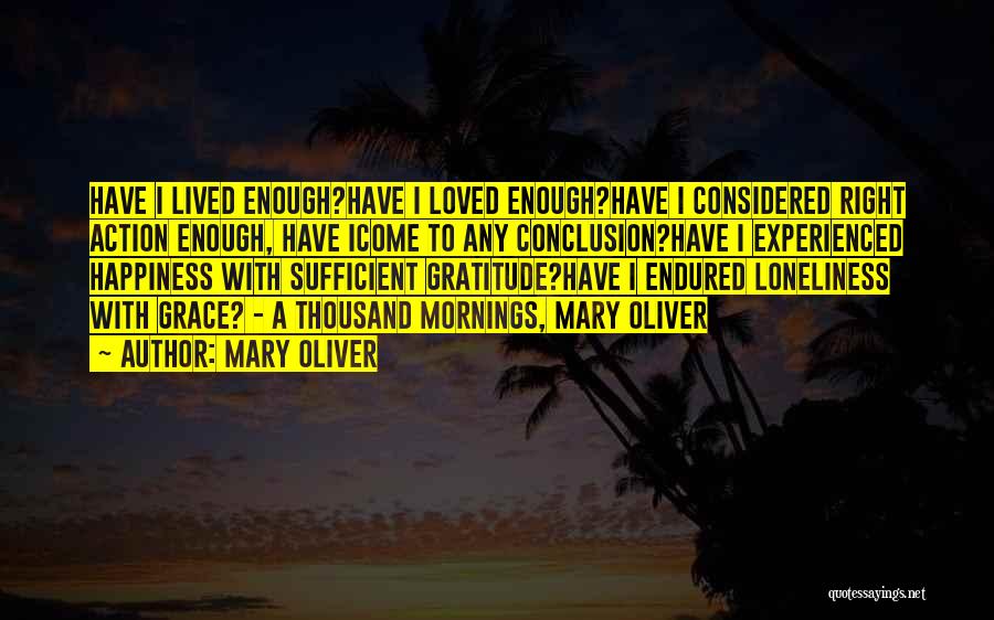 Mary Oliver Quotes: Have I Lived Enough?have I Loved Enough?have I Considered Right Action Enough, Have Icome To Any Conclusion?have I Experienced Happiness