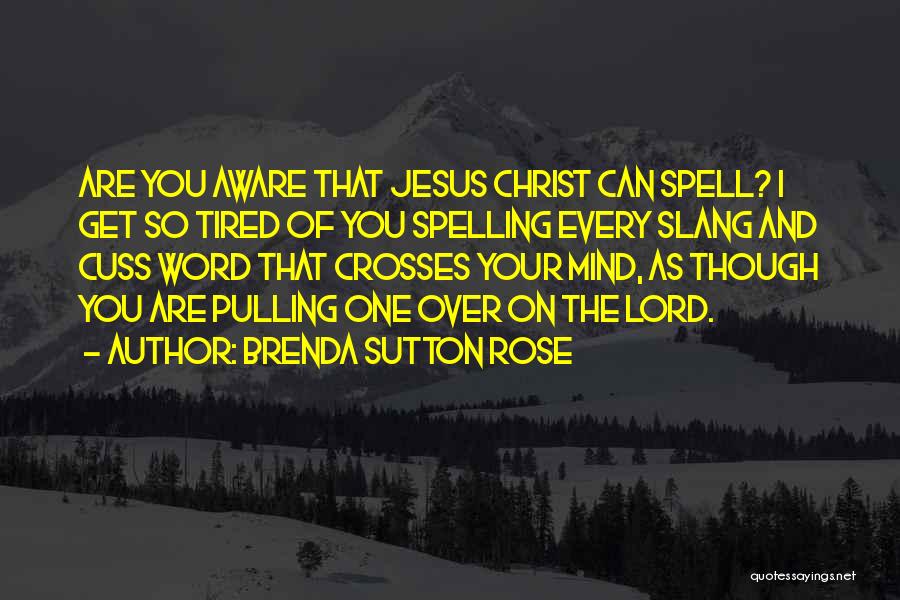 Brenda Sutton Rose Quotes: Are You Aware That Jesus Christ Can Spell? I Get So Tired Of You Spelling Every Slang And Cuss Word
