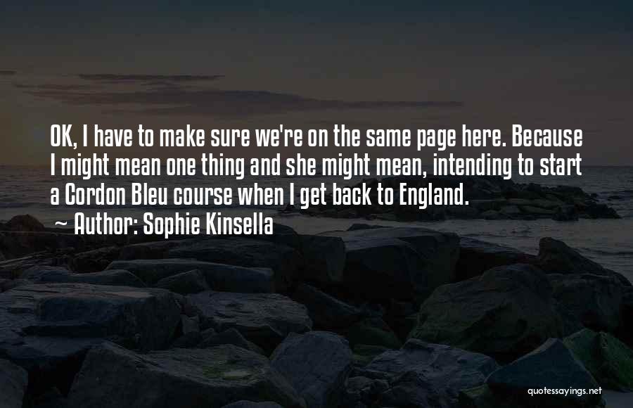 Sophie Kinsella Quotes: Ok, I Have To Make Sure We're On The Same Page Here. Because I Might Mean One Thing And She