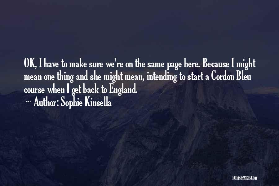 Sophie Kinsella Quotes: Ok, I Have To Make Sure We're On The Same Page Here. Because I Might Mean One Thing And She