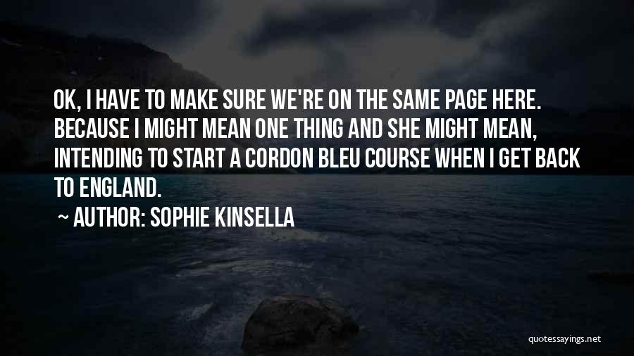 Sophie Kinsella Quotes: Ok, I Have To Make Sure We're On The Same Page Here. Because I Might Mean One Thing And She