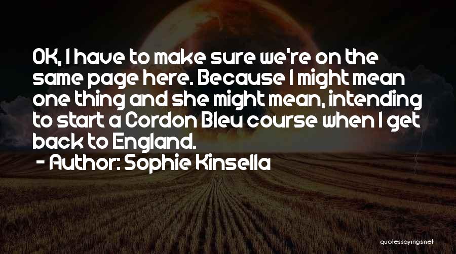 Sophie Kinsella Quotes: Ok, I Have To Make Sure We're On The Same Page Here. Because I Might Mean One Thing And She