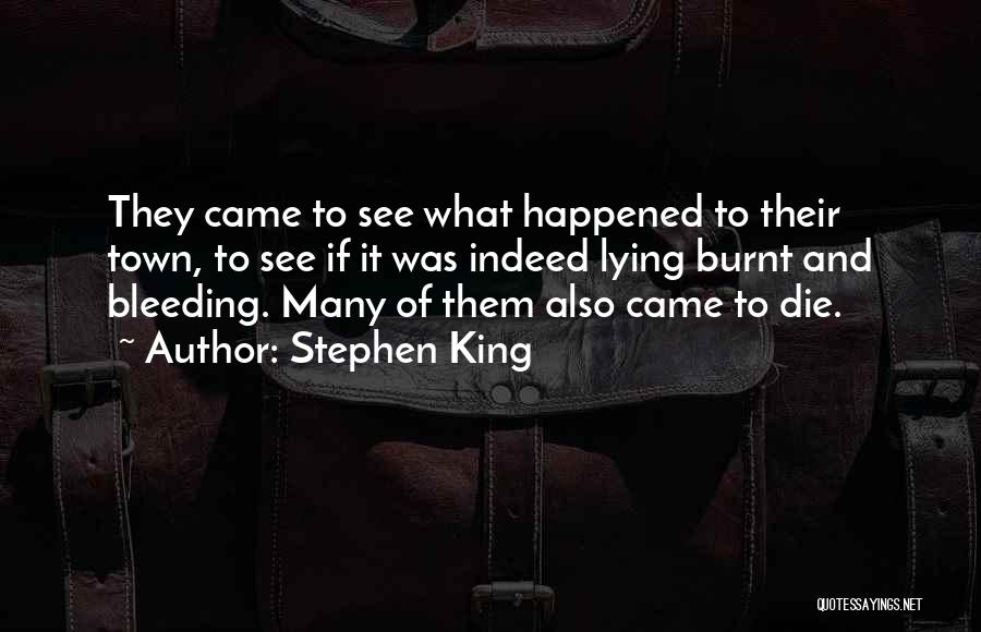 Stephen King Quotes: They Came To See What Happened To Their Town, To See If It Was Indeed Lying Burnt And Bleeding. Many