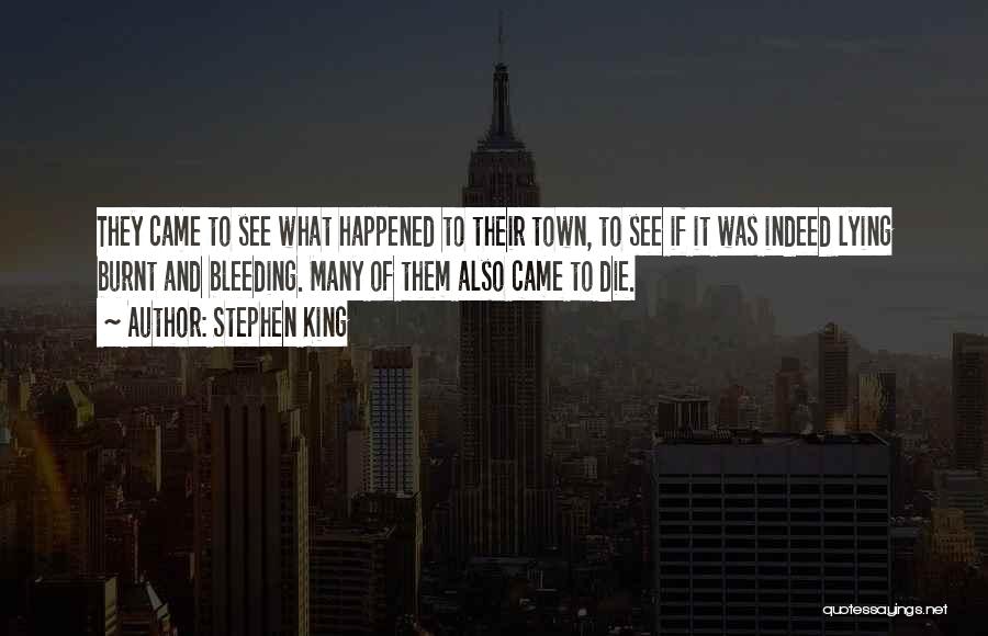 Stephen King Quotes: They Came To See What Happened To Their Town, To See If It Was Indeed Lying Burnt And Bleeding. Many