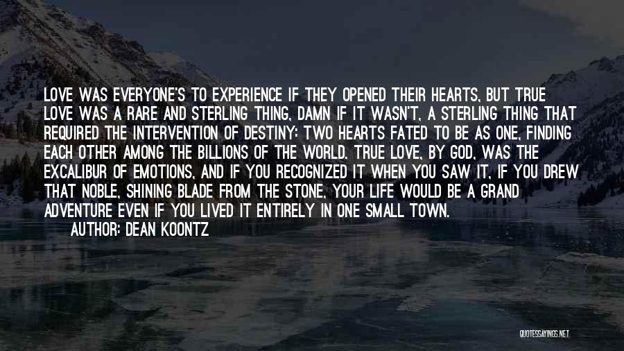 Dean Koontz Quotes: Love Was Everyone's To Experience If They Opened Their Hearts, But True Love Was A Rare And Sterling Thing, Damn