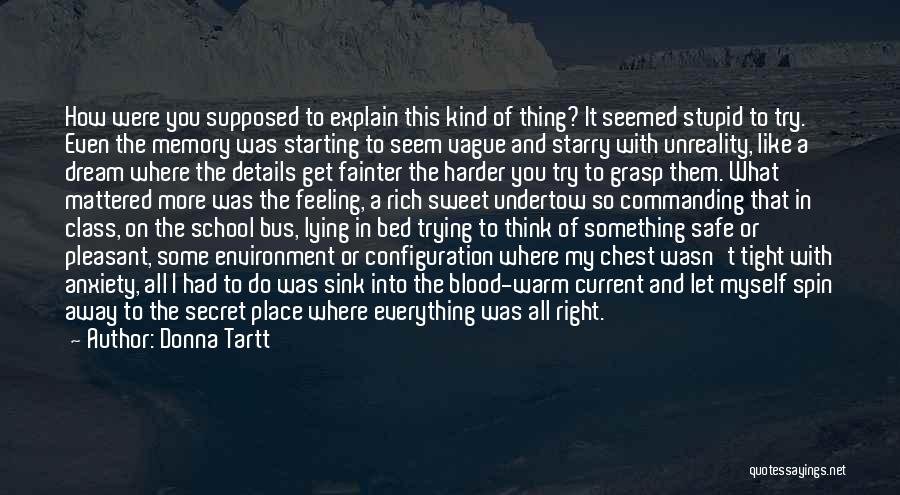 Donna Tartt Quotes: How Were You Supposed To Explain This Kind Of Thing? It Seemed Stupid To Try. Even The Memory Was Starting