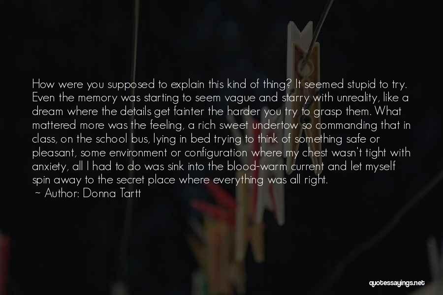 Donna Tartt Quotes: How Were You Supposed To Explain This Kind Of Thing? It Seemed Stupid To Try. Even The Memory Was Starting