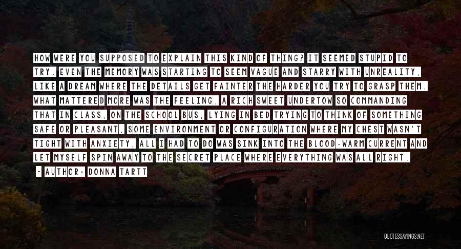 Donna Tartt Quotes: How Were You Supposed To Explain This Kind Of Thing? It Seemed Stupid To Try. Even The Memory Was Starting