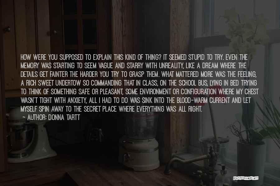 Donna Tartt Quotes: How Were You Supposed To Explain This Kind Of Thing? It Seemed Stupid To Try. Even The Memory Was Starting