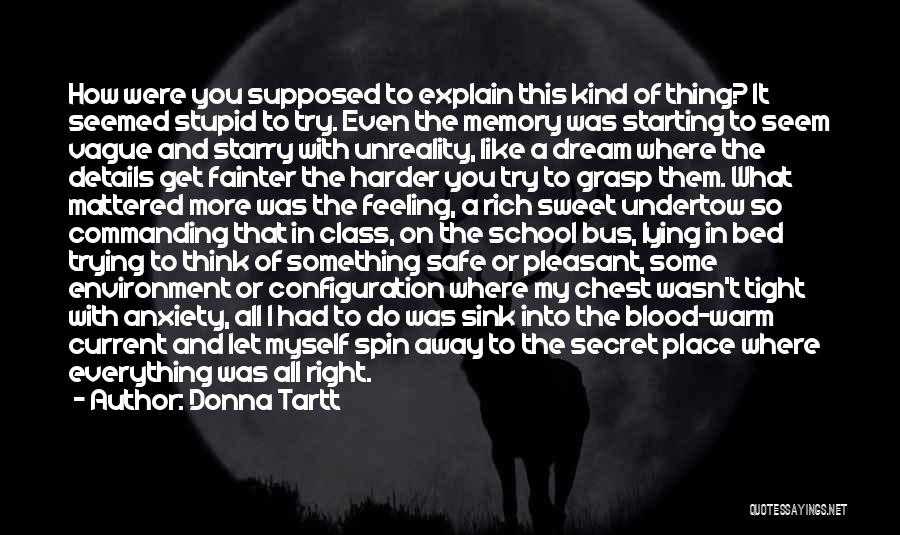 Donna Tartt Quotes: How Were You Supposed To Explain This Kind Of Thing? It Seemed Stupid To Try. Even The Memory Was Starting