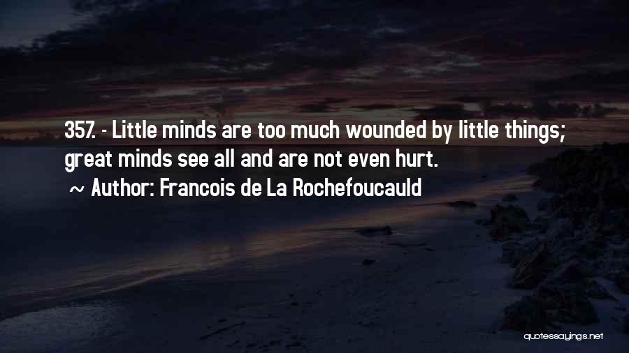 Francois De La Rochefoucauld Quotes: 357. - Little Minds Are Too Much Wounded By Little Things; Great Minds See All And Are Not Even Hurt.