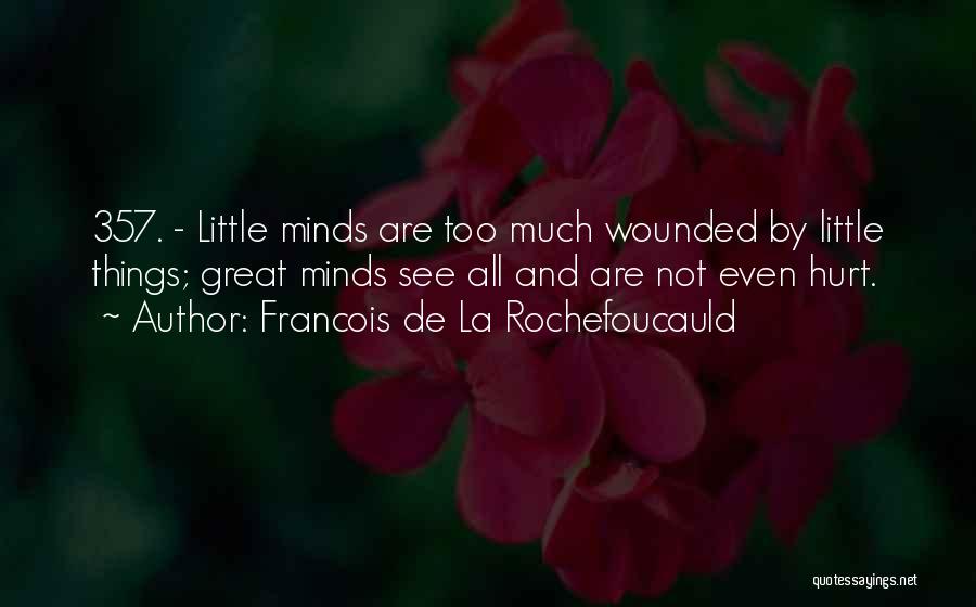 Francois De La Rochefoucauld Quotes: 357. - Little Minds Are Too Much Wounded By Little Things; Great Minds See All And Are Not Even Hurt.