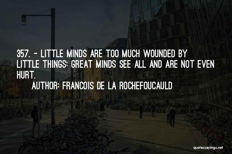 Francois De La Rochefoucauld Quotes: 357. - Little Minds Are Too Much Wounded By Little Things; Great Minds See All And Are Not Even Hurt.