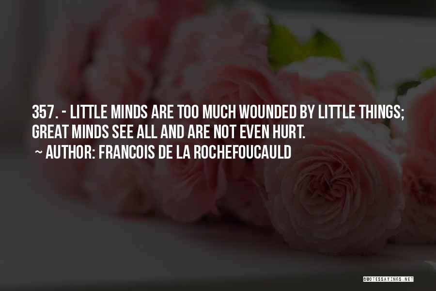 Francois De La Rochefoucauld Quotes: 357. - Little Minds Are Too Much Wounded By Little Things; Great Minds See All And Are Not Even Hurt.