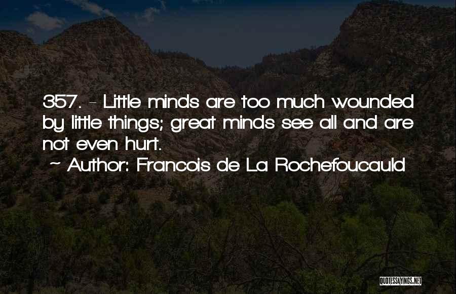 Francois De La Rochefoucauld Quotes: 357. - Little Minds Are Too Much Wounded By Little Things; Great Minds See All And Are Not Even Hurt.