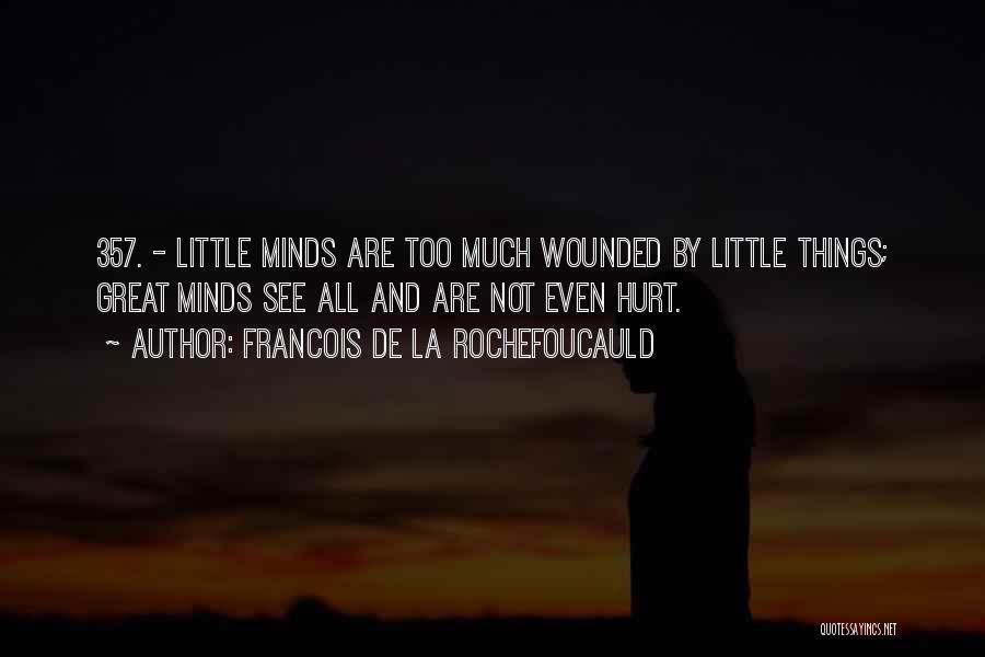 Francois De La Rochefoucauld Quotes: 357. - Little Minds Are Too Much Wounded By Little Things; Great Minds See All And Are Not Even Hurt.