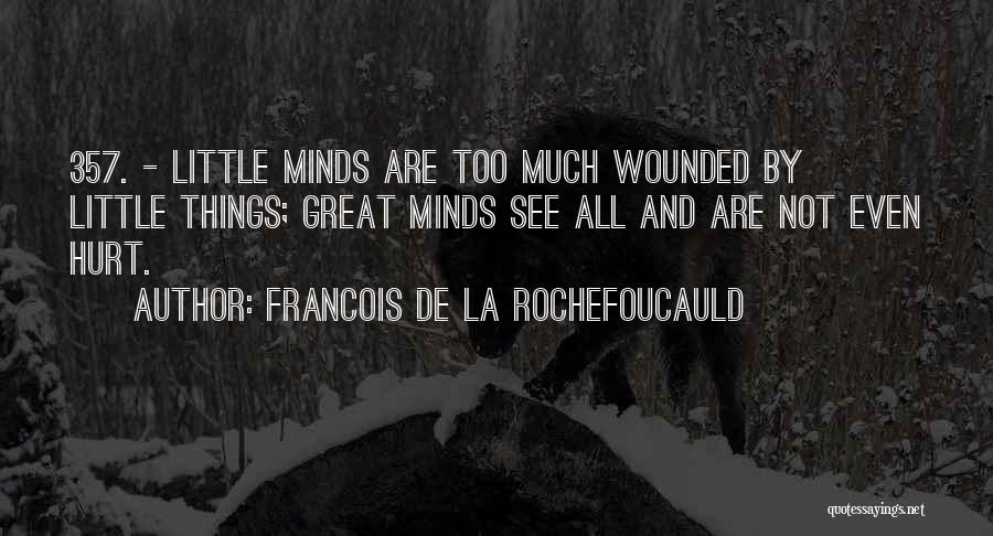 Francois De La Rochefoucauld Quotes: 357. - Little Minds Are Too Much Wounded By Little Things; Great Minds See All And Are Not Even Hurt.