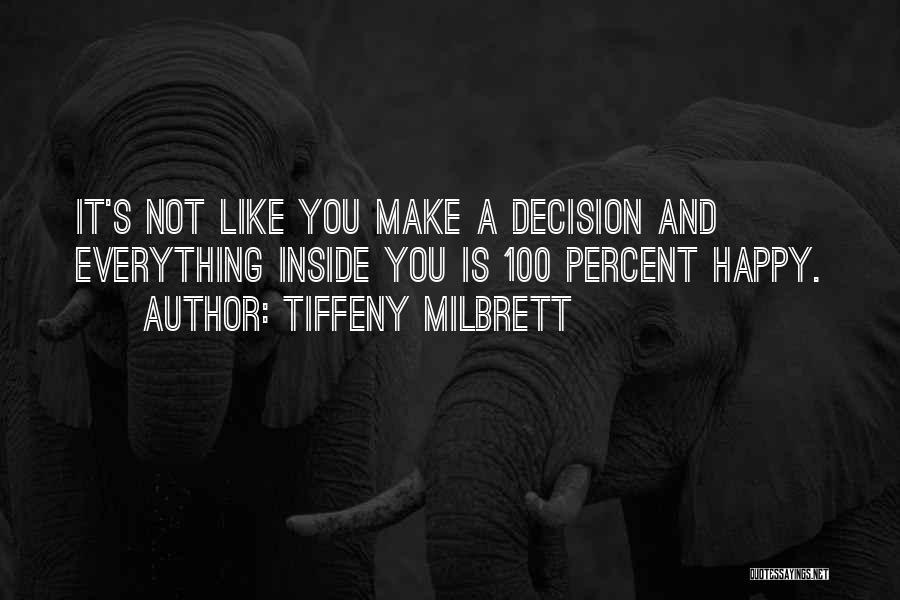 Tiffeny Milbrett Quotes: It's Not Like You Make A Decision And Everything Inside You Is 100 Percent Happy.