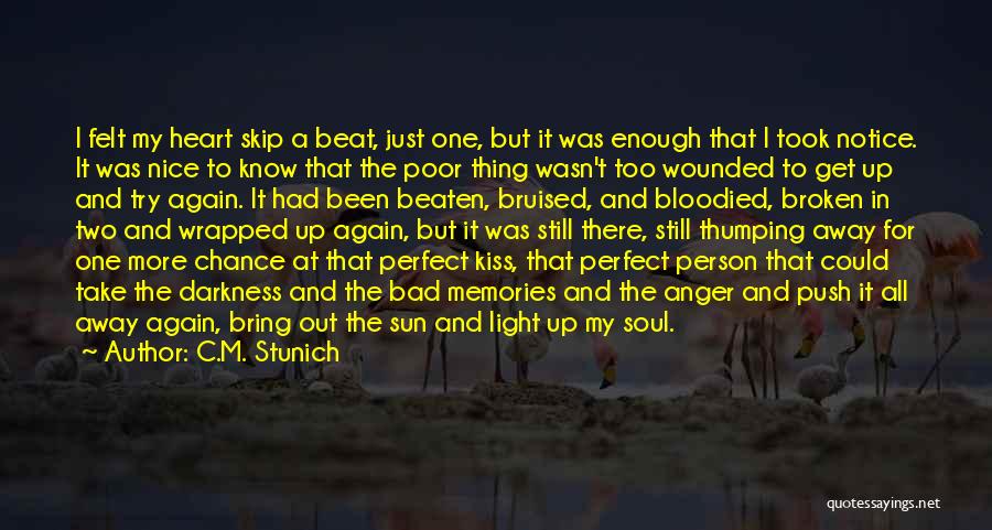 C.M. Stunich Quotes: I Felt My Heart Skip A Beat, Just One, But It Was Enough That I Took Notice. It Was Nice