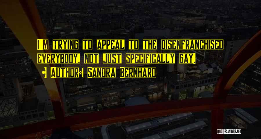 Sandra Bernhard Quotes: I'm Trying To Appeal To The Disenfranchised Everybody, Not Just Specifically Gay.