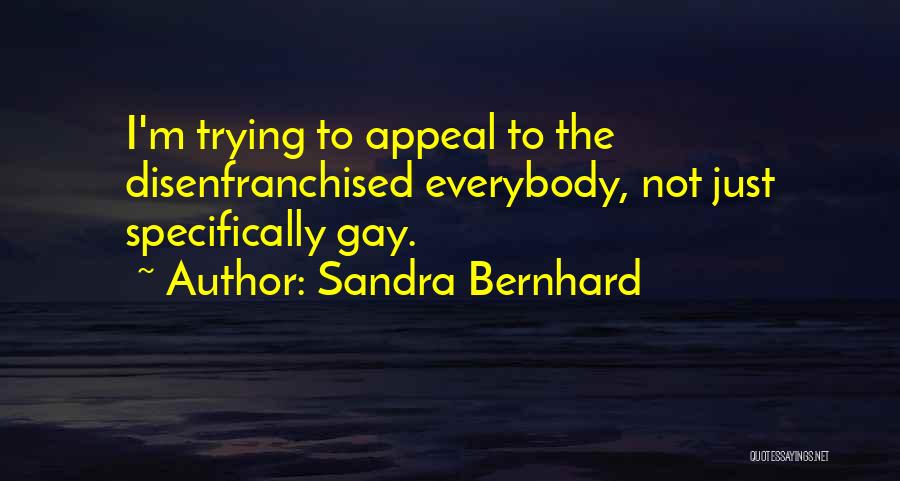 Sandra Bernhard Quotes: I'm Trying To Appeal To The Disenfranchised Everybody, Not Just Specifically Gay.