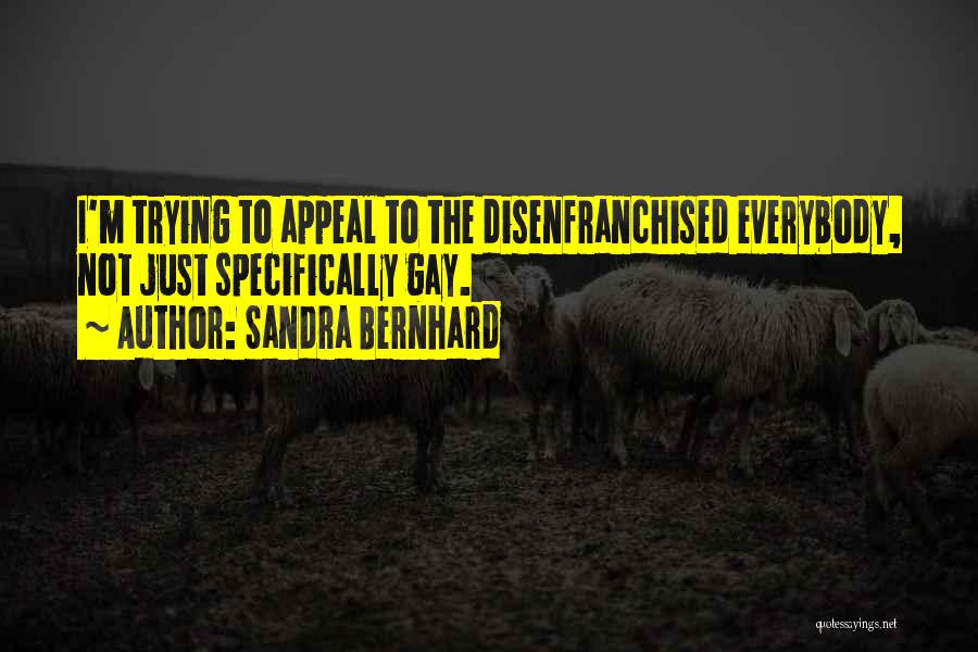 Sandra Bernhard Quotes: I'm Trying To Appeal To The Disenfranchised Everybody, Not Just Specifically Gay.