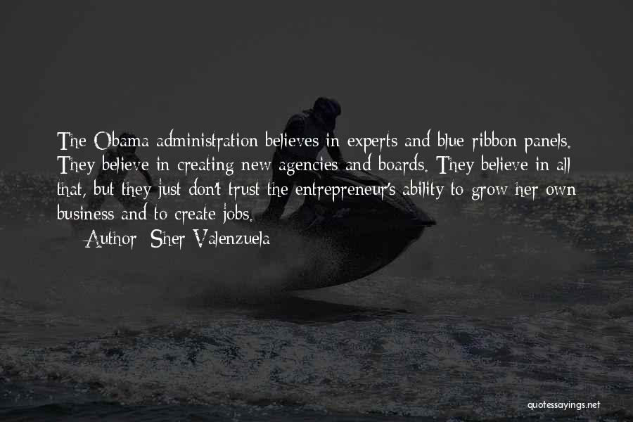 Sher Valenzuela Quotes: The Obama Administration Believes In Experts And Blue-ribbon Panels. They Believe In Creating New Agencies And Boards. They Believe In