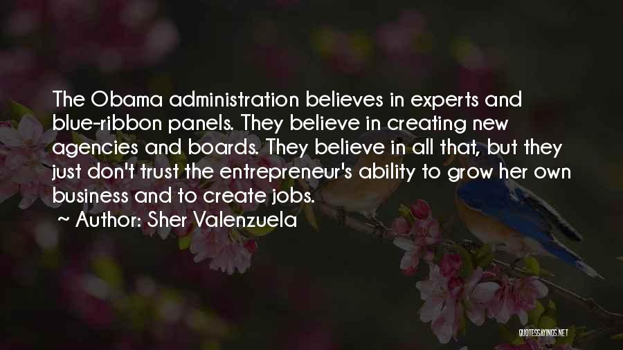 Sher Valenzuela Quotes: The Obama Administration Believes In Experts And Blue-ribbon Panels. They Believe In Creating New Agencies And Boards. They Believe In