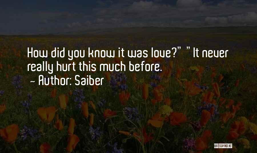 Saiber Quotes: How Did You Know It Was Love? It Never Really Hurt This Much Before.