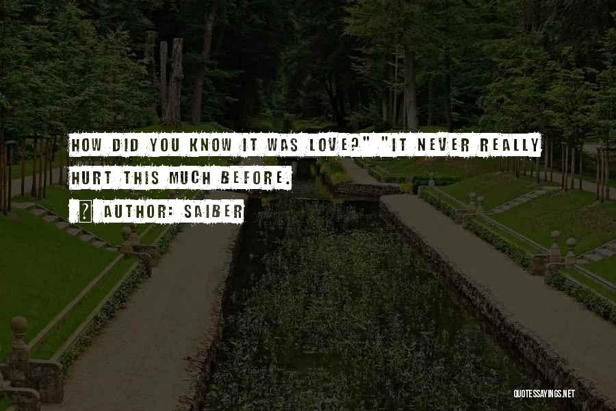 Saiber Quotes: How Did You Know It Was Love? It Never Really Hurt This Much Before.