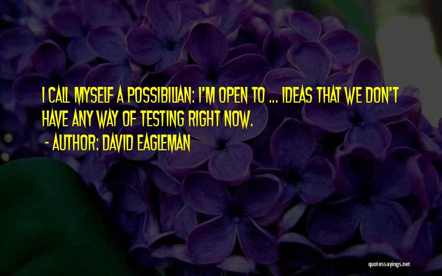David Eagleman Quotes: I Call Myself A Possibilian: I'm Open To ... Ideas That We Don't Have Any Way Of Testing Right Now.