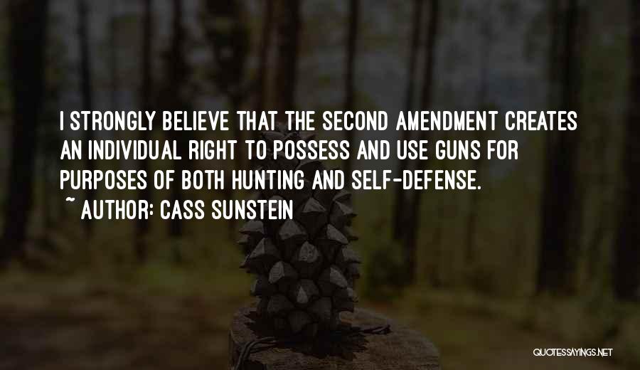 Cass Sunstein Quotes: I Strongly Believe That The Second Amendment Creates An Individual Right To Possess And Use Guns For Purposes Of Both