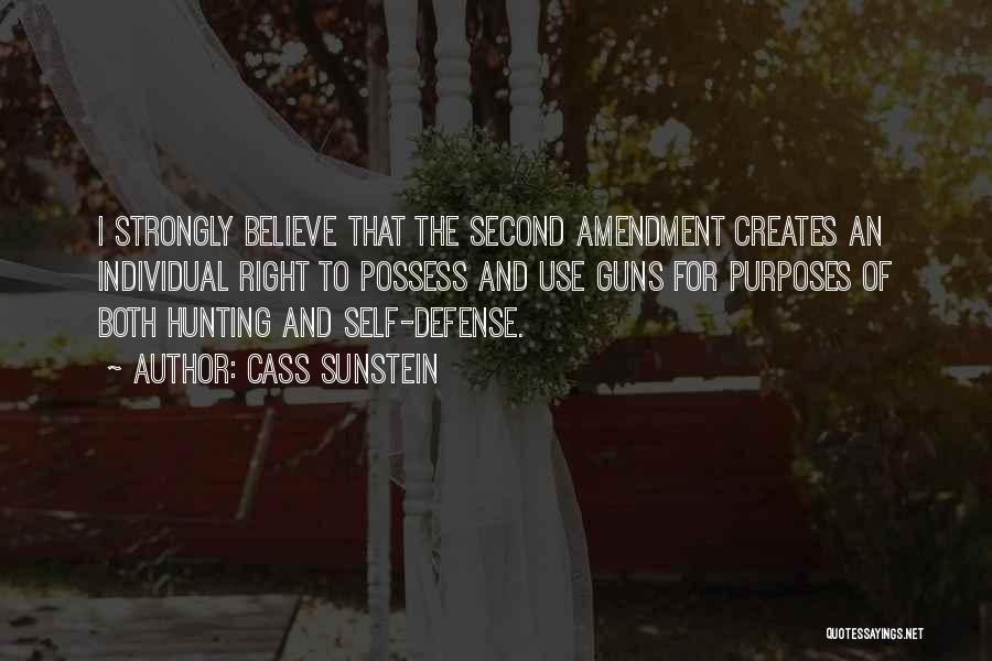 Cass Sunstein Quotes: I Strongly Believe That The Second Amendment Creates An Individual Right To Possess And Use Guns For Purposes Of Both