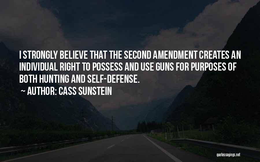 Cass Sunstein Quotes: I Strongly Believe That The Second Amendment Creates An Individual Right To Possess And Use Guns For Purposes Of Both