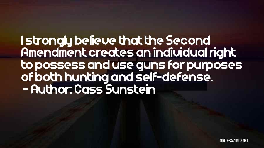 Cass Sunstein Quotes: I Strongly Believe That The Second Amendment Creates An Individual Right To Possess And Use Guns For Purposes Of Both