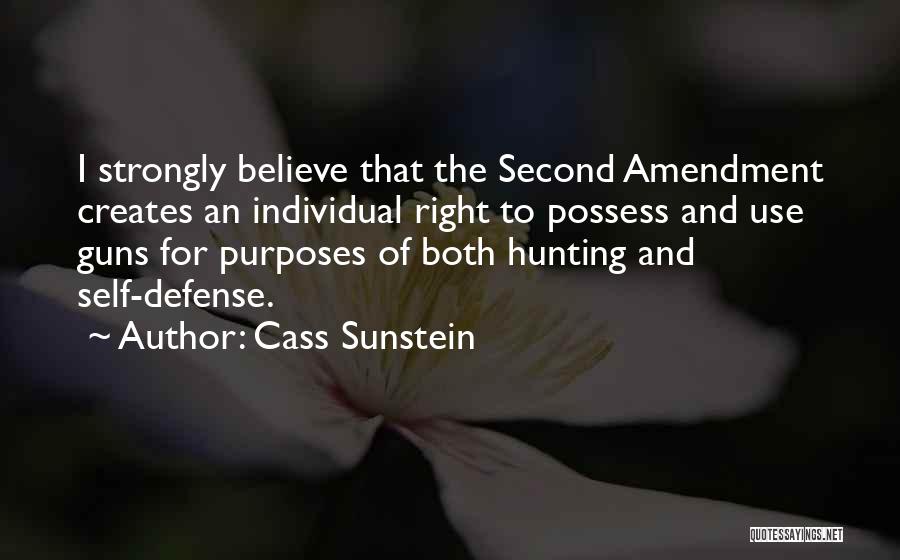 Cass Sunstein Quotes: I Strongly Believe That The Second Amendment Creates An Individual Right To Possess And Use Guns For Purposes Of Both