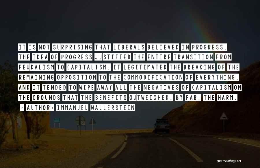 Immanuel Wallerstein Quotes: It Is Not Surprising That Liberals Believed In Progress. The Idea Of Progress Justified The Entire Transition From Feudalism To